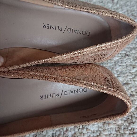DONALD PLINER Gold Metallic DEEDEE Flats Loafers size 7.5M Slip On Square Toe - Picture 7 of 12